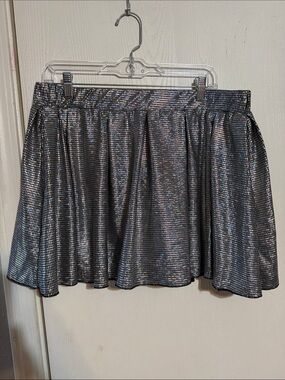 SHEIN Holographic Silver Metallic Circle Skirt